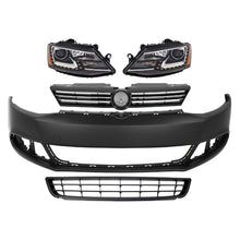 Load image into Gallery viewer, 2011-2014 Volkswagen Jetta Front Bumper Cover Paintable &amp; Headlights Kit | OEM Fit