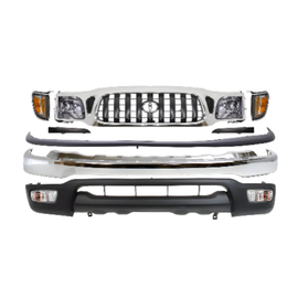 2001-2004 Toyota Tacoma Front Bumper Chrome Steel & Headlight Assembly Kit | OEM Fit