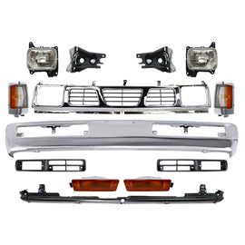 1996-1997 Nissan Pickup RWD Front Grille Assembly Kit Chrome & Headlamps | OEM Fit