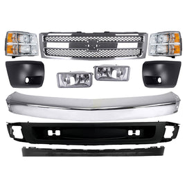 2007-2013 Chevrolet Silverado 1500 Front Bumper Chrome & Headlights Kit | OEM Fit