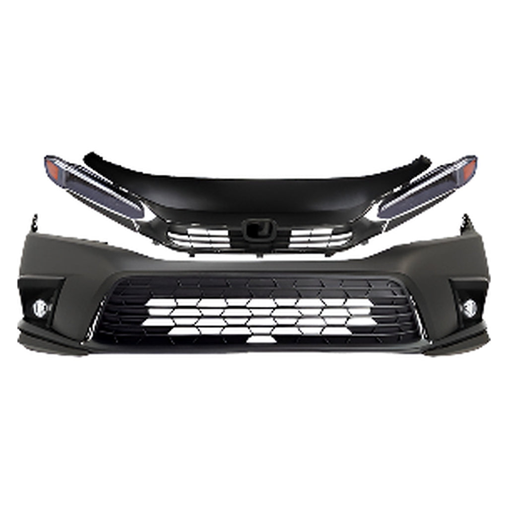 2022-2023 Honda Civic Front Bumper Cover Primed & Headlight Assembly Kit | OEM Fit