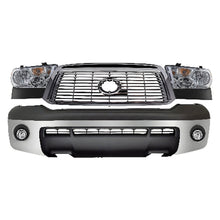 Load image into Gallery viewer, 2010-2013 Toyota Tundra Front Bumper Chrome Steel &amp; Headlights Assembly Kit | OEM Fit