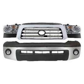 2007-2009 Toyota Tundra Front Bumper Chrome Steel & Headlight Assembly Kit | OEM Fit