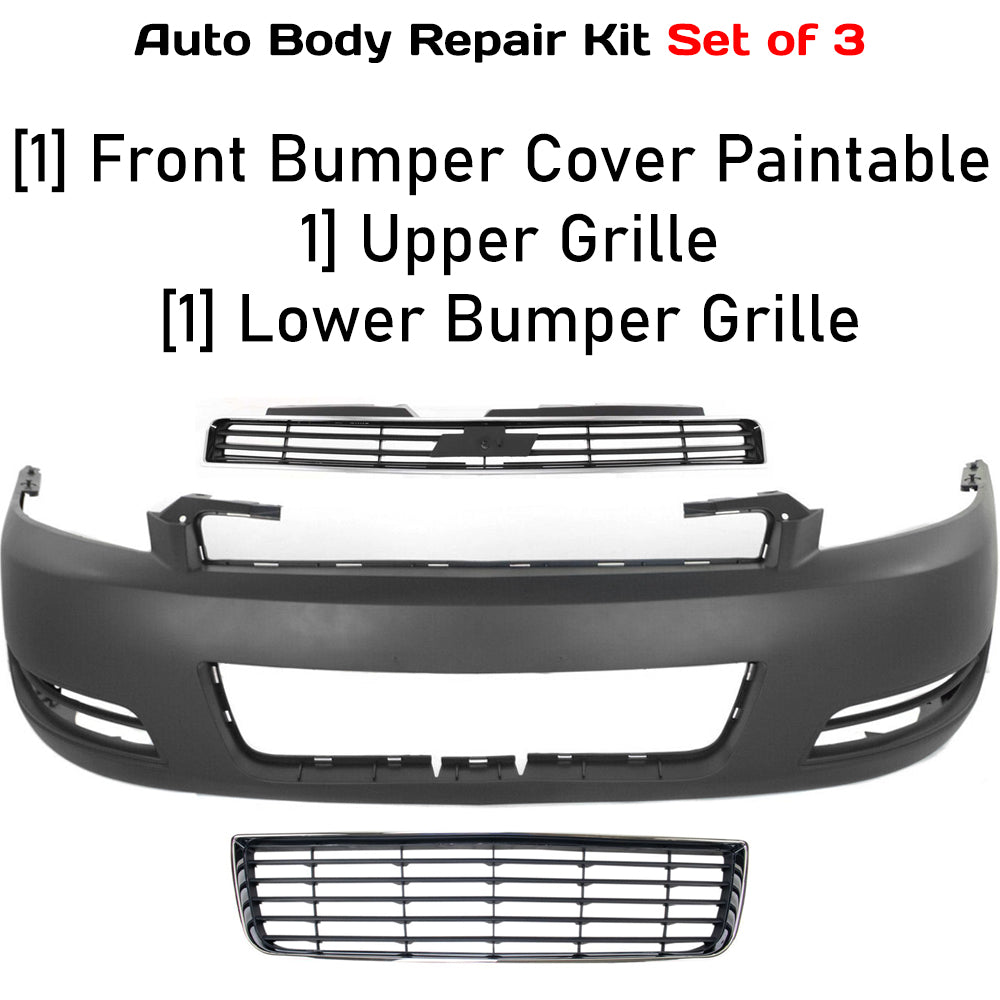 2006-2011 Chevrolet Impala Front Bumper Cover & Grille Assembly Kit | Primed | OEM Fit