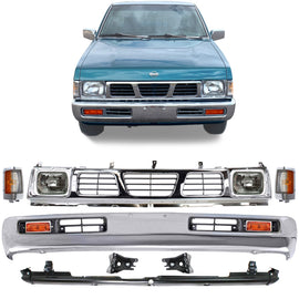 1996-1997 Nissan Pickup RWD Front Grille Assembly Kit Chrome & Headlamps | OEM Fit