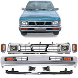 1996-1997 Nissan Pickup RWD Front Grille Assembly Kit Chrome & Headlamps | OEM Fit