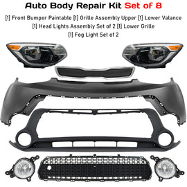 2014-2016 Kia Soul Front Bumper Cover Fascia Kit Paintable & Grille Assembly | OEM Fit