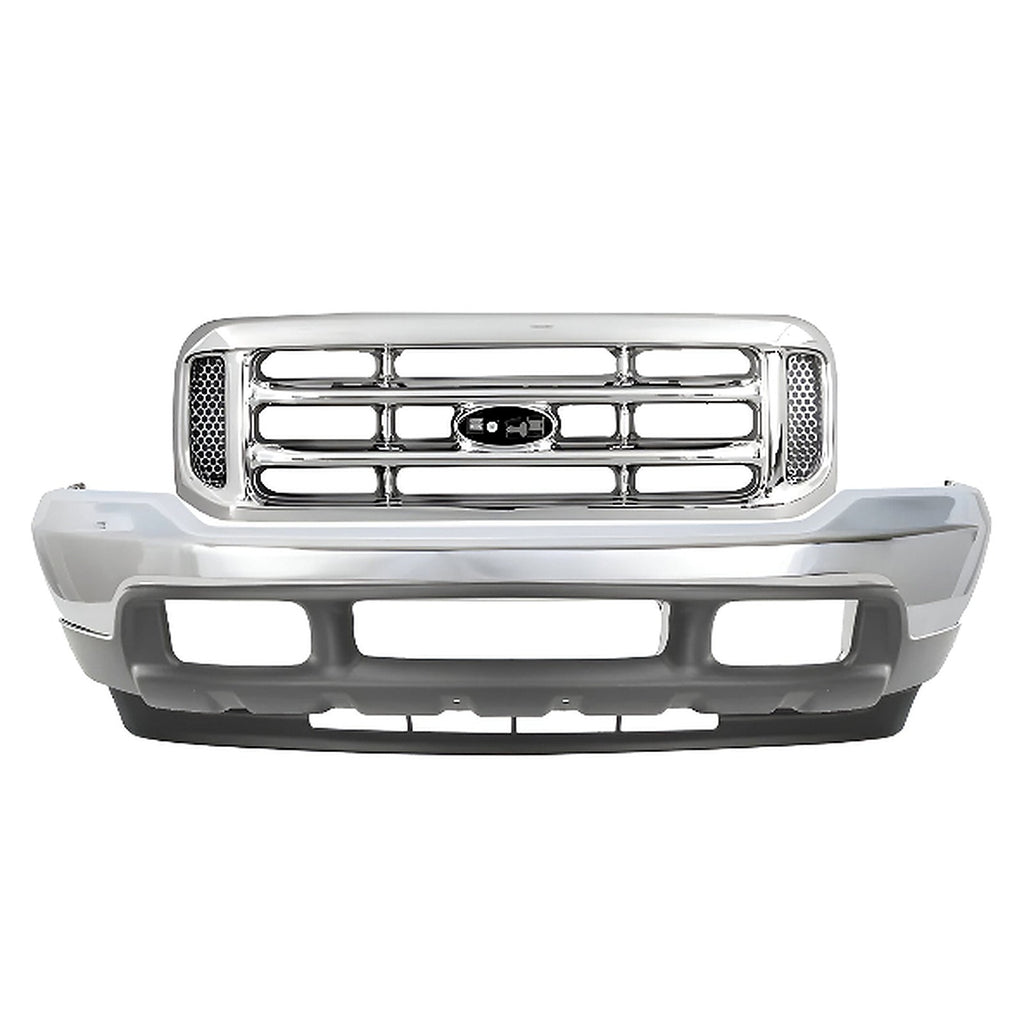 1999-2004 Ford F-250 Super Duty Front Bumper Chrome & Grille Assembly Kit | OEM Fit