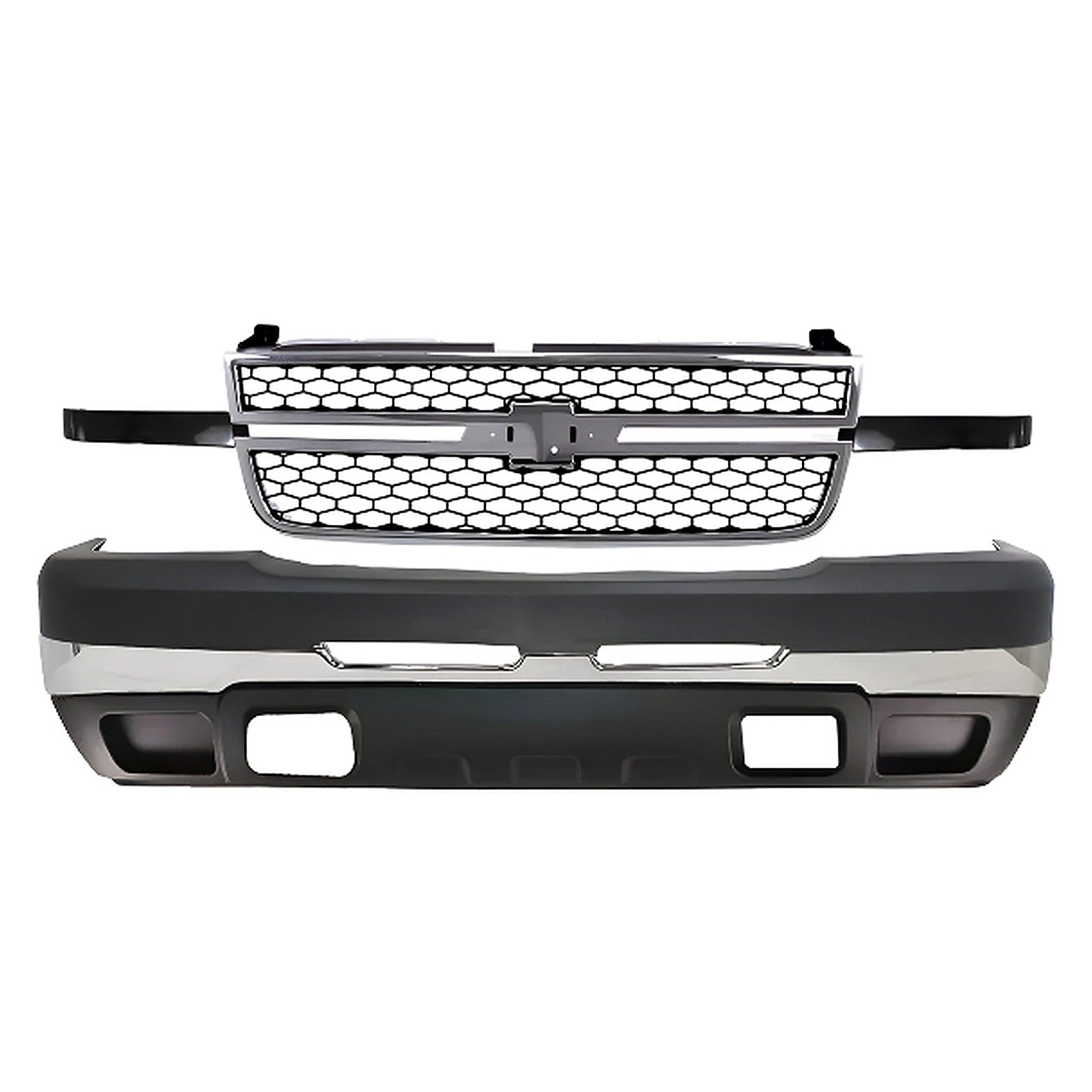 6-Pcs Kit for 2003–2007 Chevrolet Silverado 1500 & 2500 – Front Bumper & Grille Chrome Finish OEM Fit
