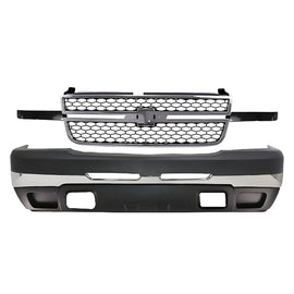 6-Pcs Kit for 2003–2007 Chevrolet Silverado 1500 & 2500 – Front Bumper & Grille Chrome Finish OEM Fit
