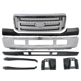 Kit Replacement 2005–2007 Ford F-250/F-350 Super Duty – 8-Piece Kit Front Bumper Chrome with Grille & Brackets, OEM Fit, Includes Bumper, Lower Valance, Grille Assembly, Upper Cover & Brackets (Set of 4)