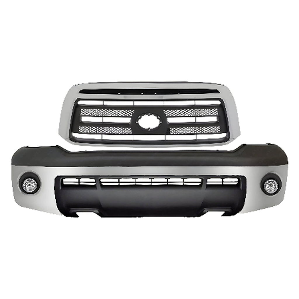 2010-2013 Toyota Tundra Front Bumper Chrome Steel & Grille Assembly Kit | OEM Fit