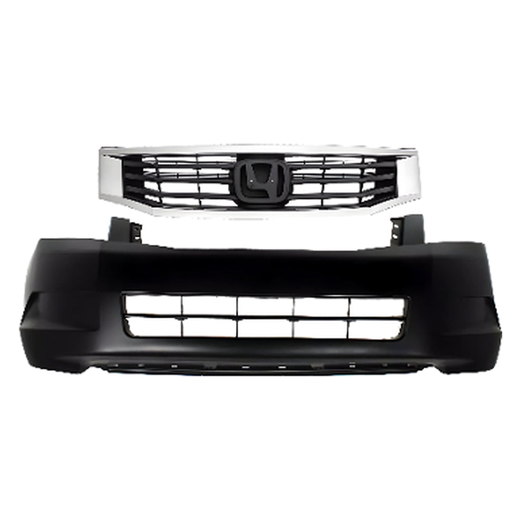 2008-2010 Honda Accord Sedan Front Bumper Cover Primed & Grille Assembly Kit | OEM Fit