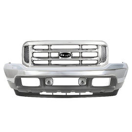 Kit Replacement 1999–2004 Ford F-250 Super Duty Front Bumper & Grille Assembly Kit, Chrome Finish, OEM Fit