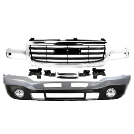 2003-2007 GMC Sierra 1500 2500 HD 3500 Front Bumper Chrome & Fog Lights Kit | OEM Fit