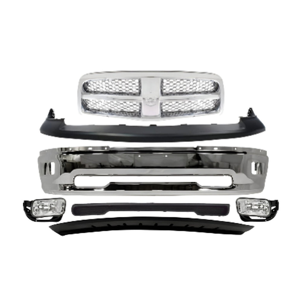 2009-2010 Dodge Ram 1500 & 2011-2012 Ram 1500 Front Bumper Chrome & Fog Lights Kit  | OEM Fit