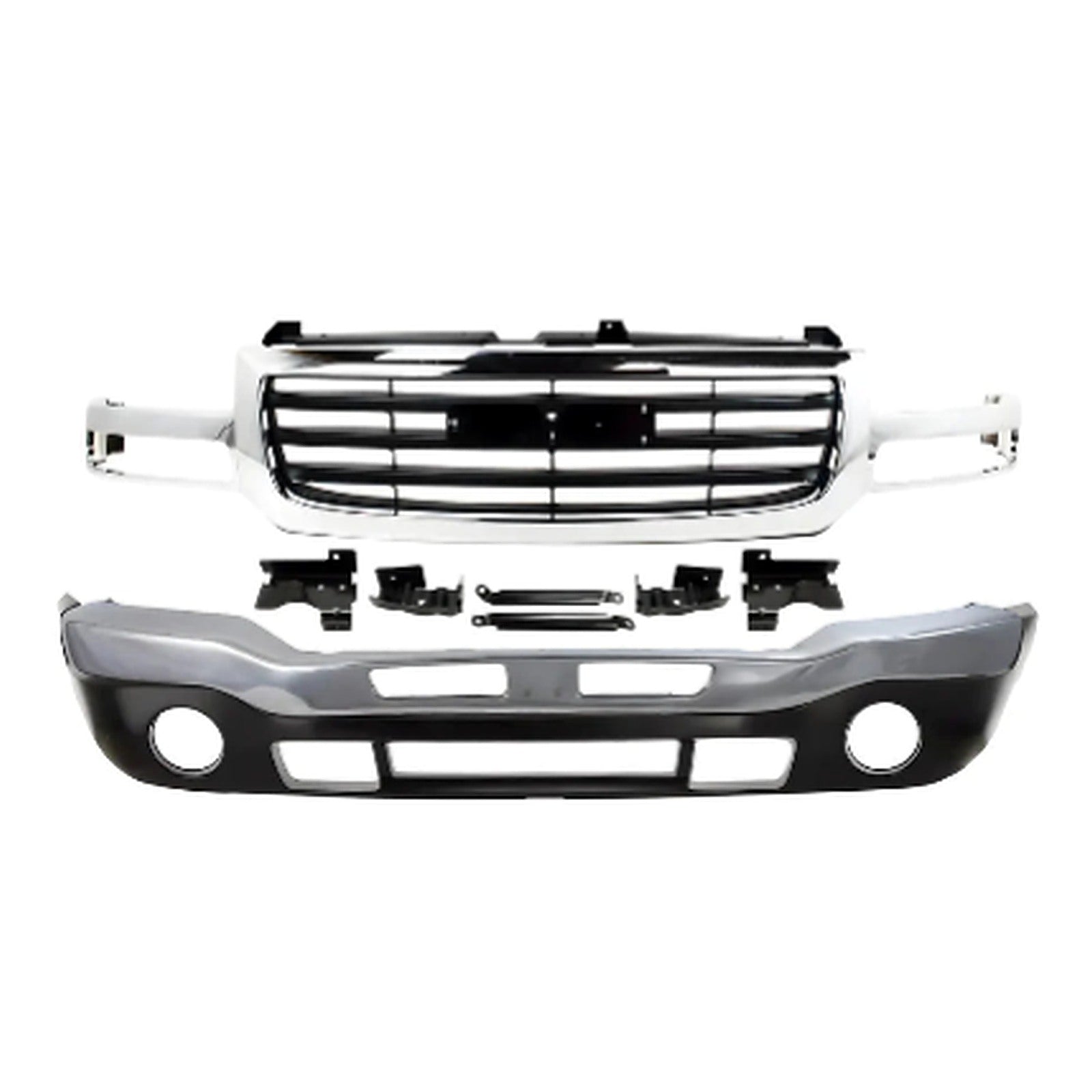 2003-2007 GMC Sierra 1500 2500 HD 3500 Front Bumper Chrome & Grille Assembly Kit | OEM Fit