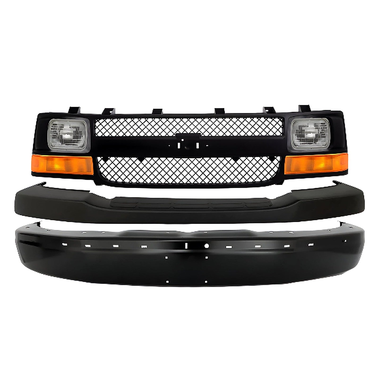 2003-2023 Chevrolet Express 1500 2500 3500 4500 Front Bumper Primed & Grille Assembly Kit | OEM Fit
