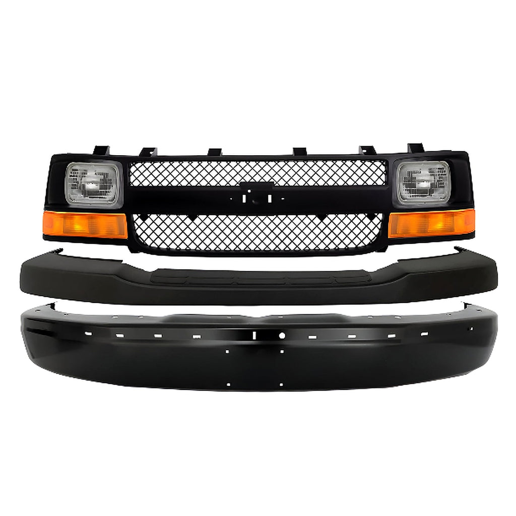 2003-2023 Chevrolet Express 1500 2500 3500 4500 Front Bumper Primed & Grille Assembly Kit | OEM Fit