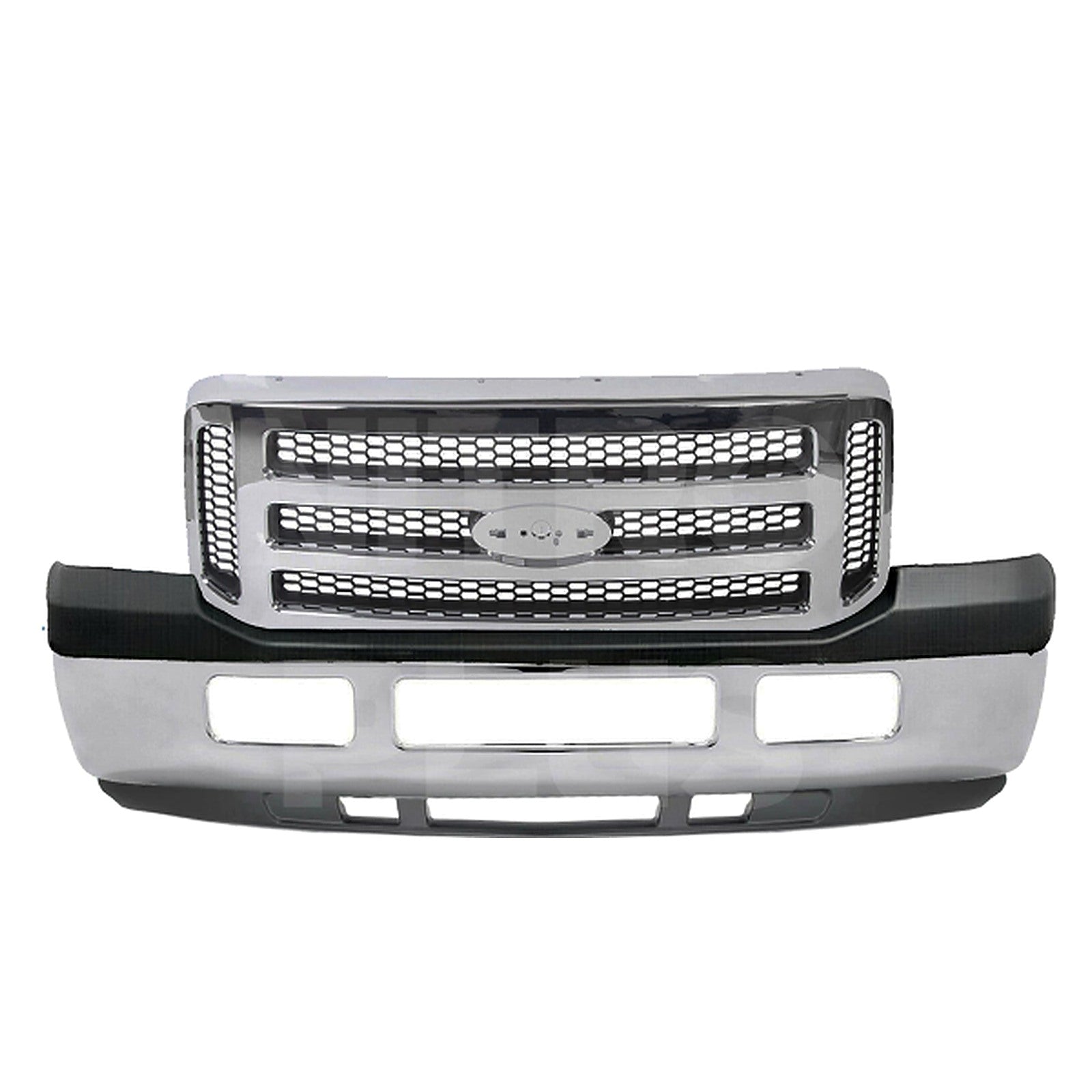 Kit Replacement 2005–2007 Ford F-250/F-350 Super Duty – 4-Piece Kit Front Bumper Grille & Brackets, OEM Fit, Includes Grille Assembly, Bumper Upper Cover, Bumper Face Bar & Lower Valance