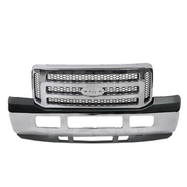 Kit Replacement 2005–2007 Ford F-250/F-350 Super Duty – 4-Piece Kit Front Bumper Grille & Brackets, OEM Fit, Includes Grille Assembly, Bumper Upper Cover, Bumper Face Bar & Lower Valance