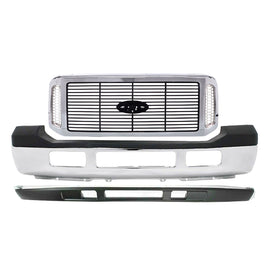 2006-2007 Ford F-250 F-350 Super Duty Front Bumper Chrome & Grille Assembly Kit | OEM Fit