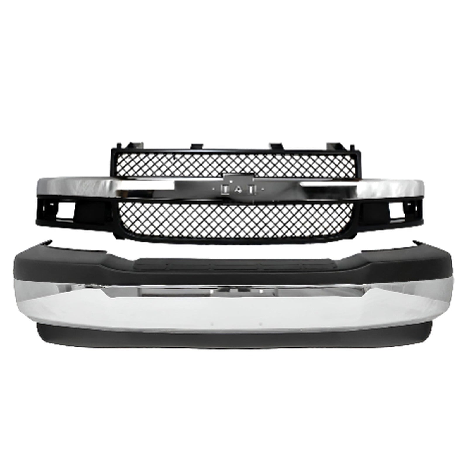 2003-2023 Chevrolet Express 1500 2500 3500 4500 P2- 2000 Honda Civic - Front Bumper Chrome & Grille Assembly Kit  | OEM Fit