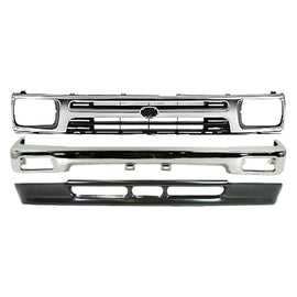1989-1995 Toyota Pickup 2WD Front Bumper Chrome & Grille Assembly & Valance Kit  | OEM Fit