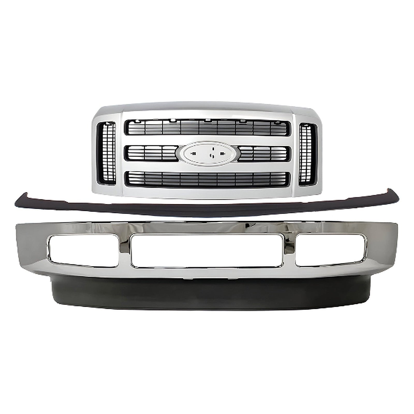 Kit Replacement 2008–2010 Ford F-250 & F-350 Super Duty Front Bumper & Grille Assembly Kit, Chrome Finish, OEM Fit