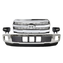 Kit Replacement for 2015–2017 Ford F-150, Front Bumper Chrome & Fog Lights Assembly Kit | OEM Fit