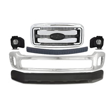 Load image into Gallery viewer, Replacement 2011–2016 Ford F-250/F-350 Super Duty – 6-Piece Kit Front Bumper Chrome &amp; Grille Assembly, OEM Fit, Includes Grille, Bumper Trim, Fog Lights, Bumper Face Bar &amp; Lower Valance