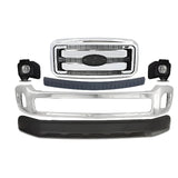 Replacement 2011–2016 Ford F-250/F-350 Super Duty – 6-Piece Kit Front Bumper Chrome & Grille Assembly, OEM Fit, Includes Grille, Bumper Trim, Fog Lights, Bumper Face Bar & Lower Valance