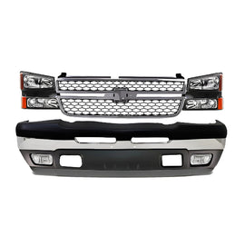 13-Pcs Kit for 2003–2007 Chevrolet Silverado 1500 & 2500  Front Bumper & Headlights Chrome Finish, OEM Fit