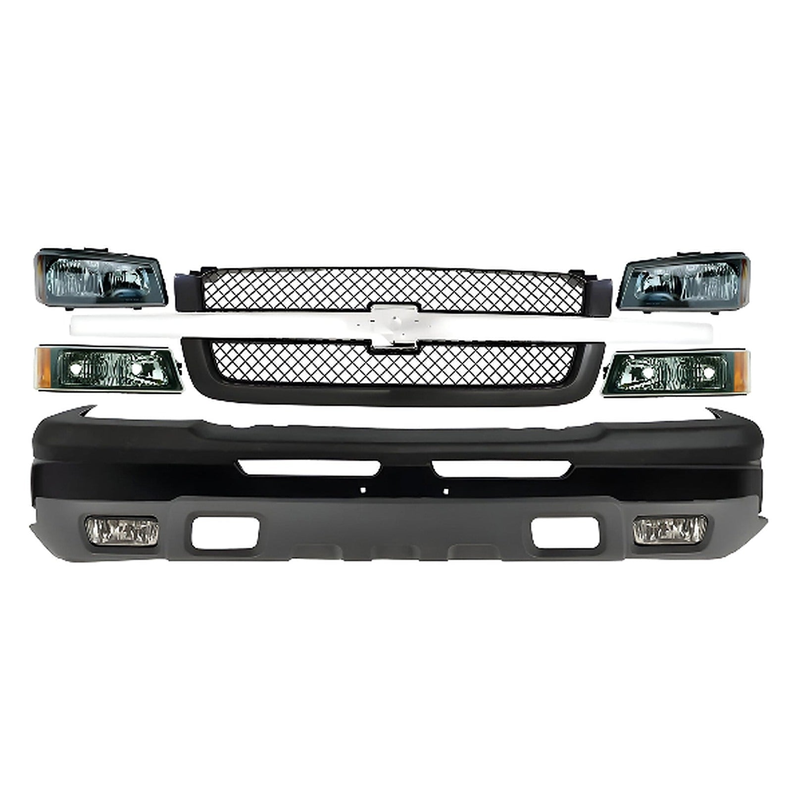 2003-2007 Chevrolet Silverado 1500 Front Bumper Primed & Fog Lights Assembly Kit | OEM Fit
