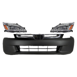 2003-2005 Honda Accord Front Bumper Cover Primed & Headlight Assembly Kit | OEM Fit