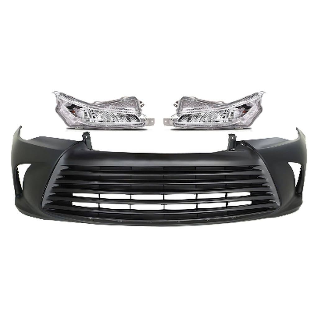2015-2017 Toyota Camry Front Bumper Cover Primed & Turn Signal Lights Kit | OEM Fit