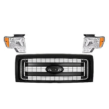 Load image into Gallery viewer, 2009-2014 Ford F-150 Front Grille Assembly Paintable Frame &amp; Headlights Kit | OEM Fit