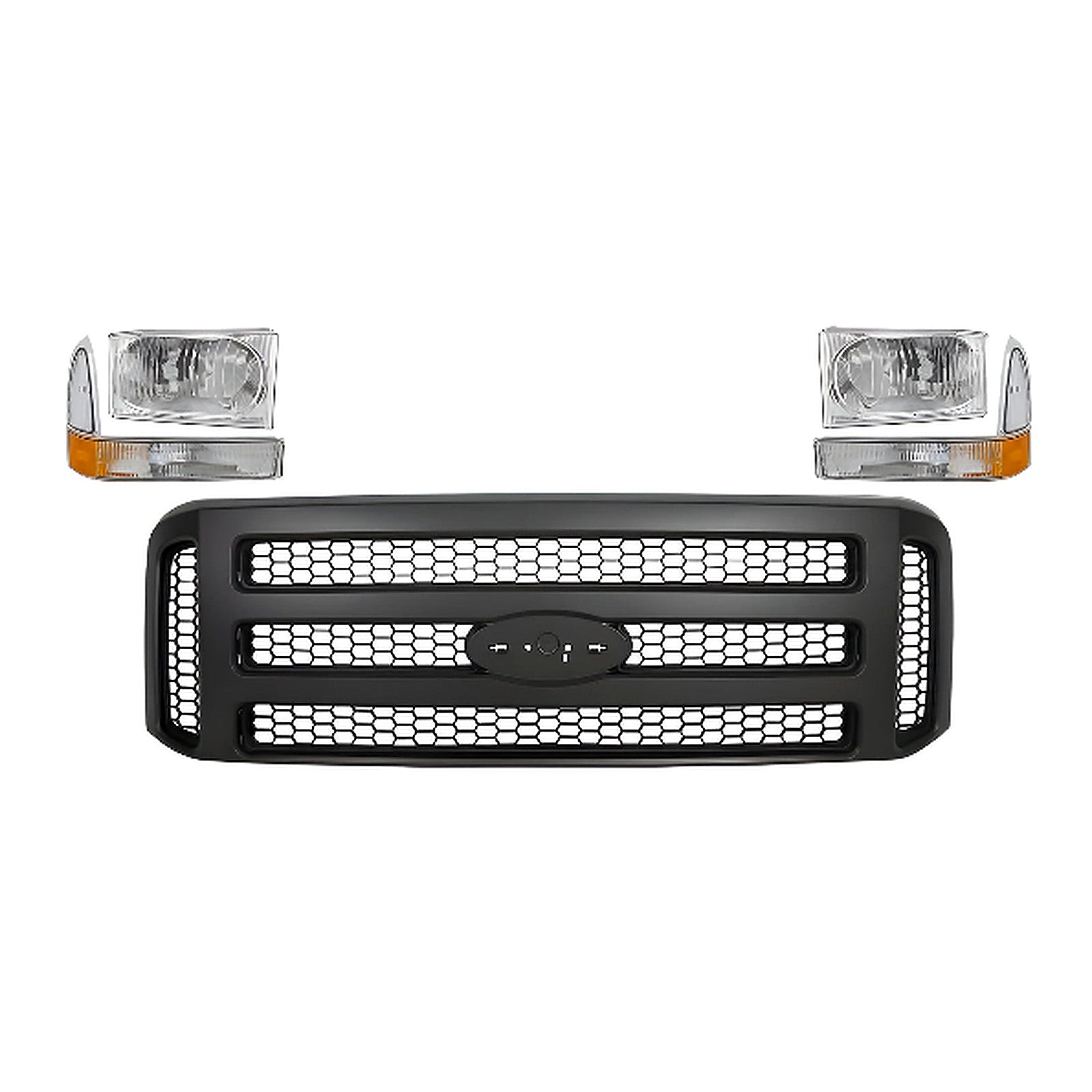 1999-2004 Ford F-250 Super Duty and 350 Front Grille Assembly & Headlights  | OEM Fit