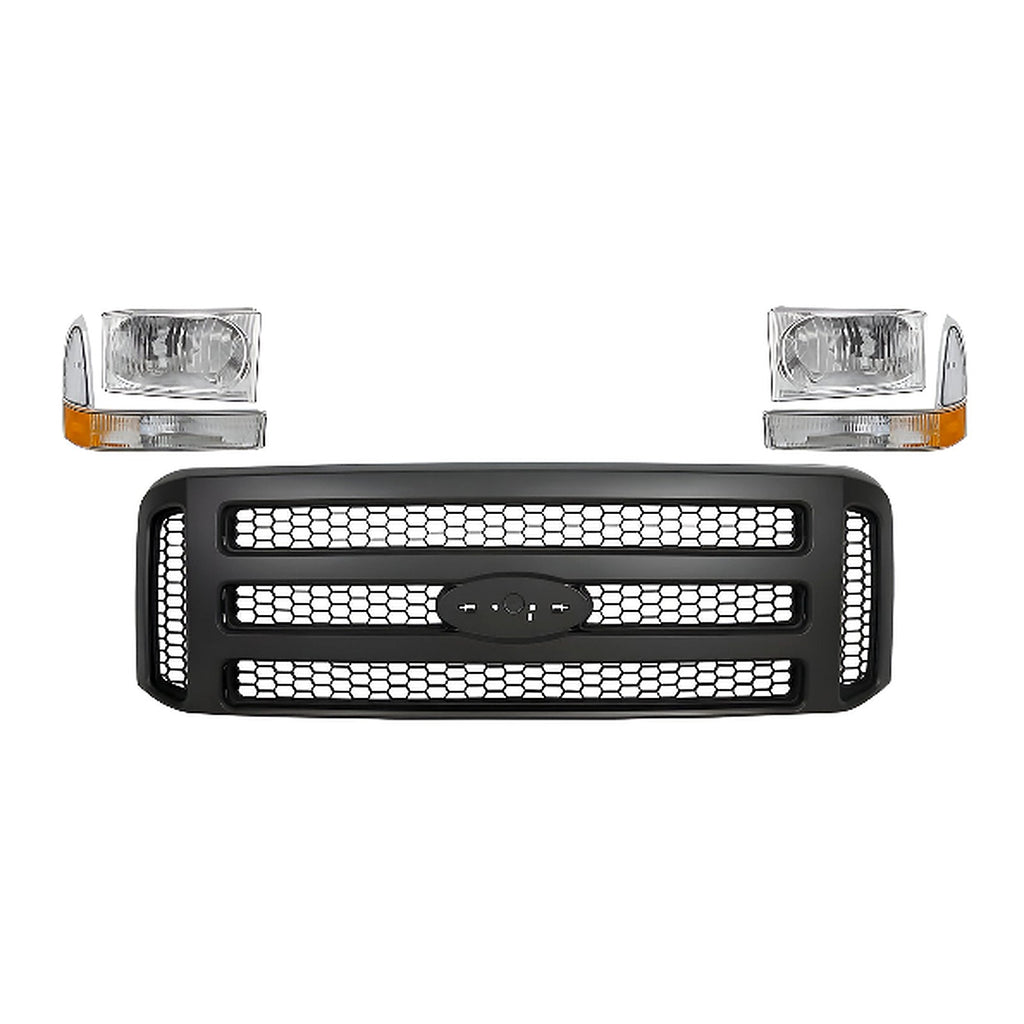 1999-2004 Ford F-250 Super Duty and 350 Front Grille Assembly & Headlights  | OEM Fit