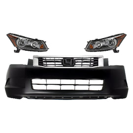 2008-2010 Honda Accord Front Bumper Cover Primed & Headlight Assembly Kit | OEM Fit