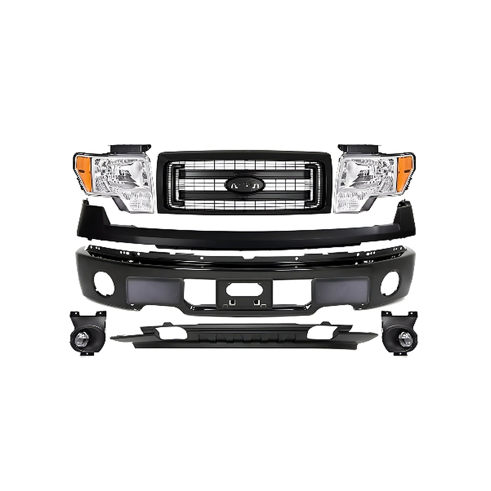 Kit Replacement 2009–2014 Ford F-150 Front Grille & Bumper Assembly Kit, Primed/Paintable, OEM Fit