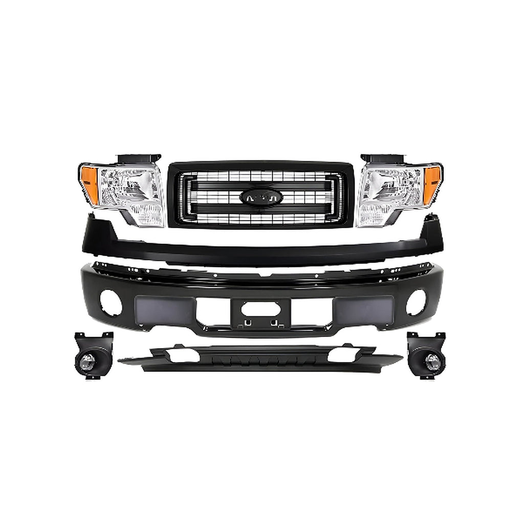 Kit Replacement 2009–2014 Ford F-150 Front Grille & Bumper Assembly Kit, Primed/Paintable, OEM Fit
