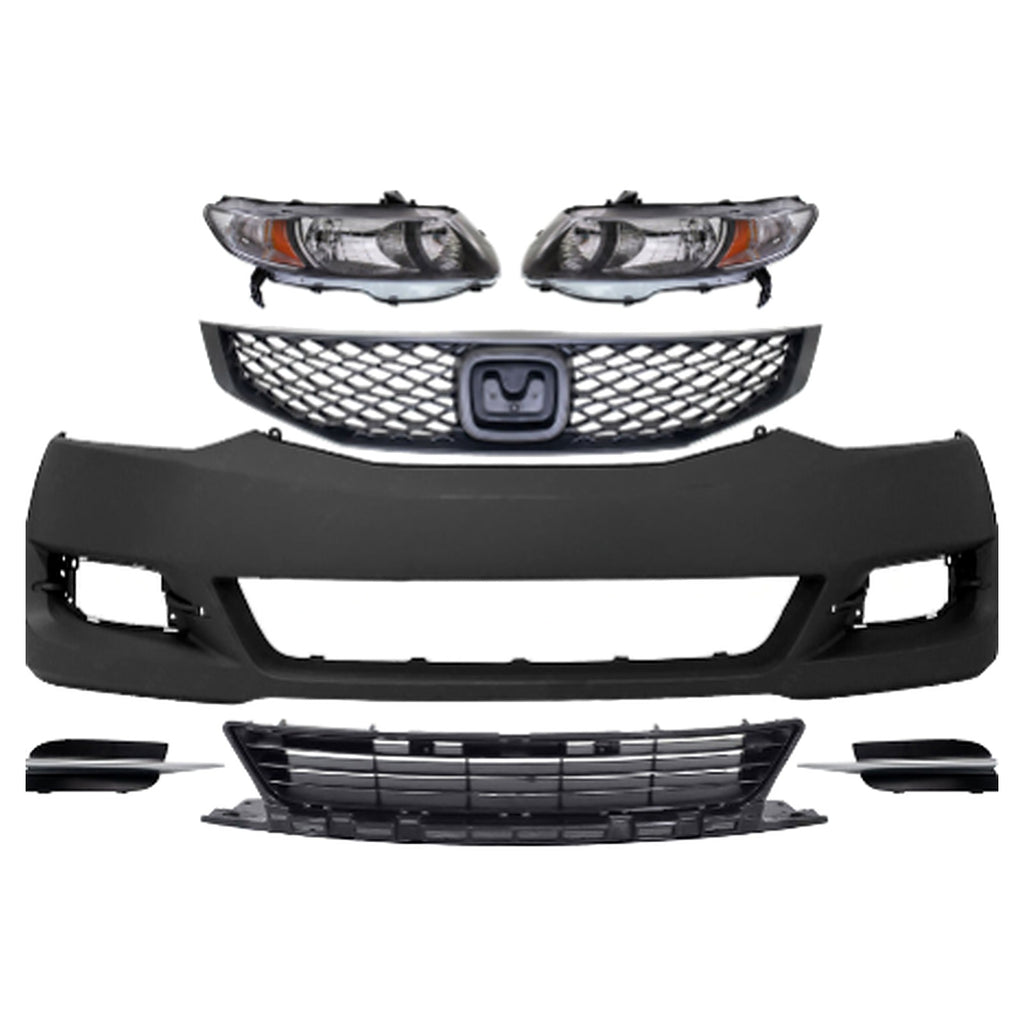 2009-2011 Honda Civic Front Bumper Cover Paintable & Grille Assembly Kit | OEM Fit