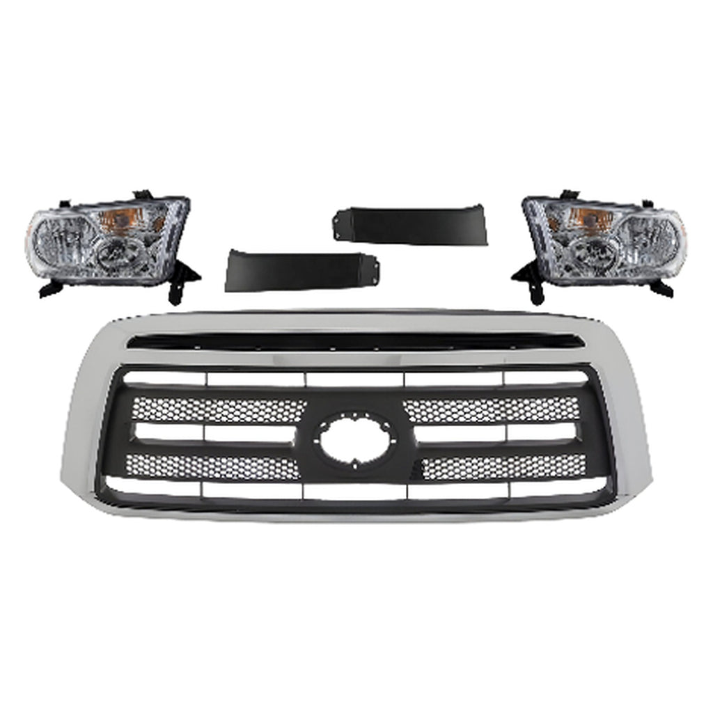 2010-2013 Toyota Tundra Front Grille Assembly Chrome & Headlights Assembly | OEM Fit