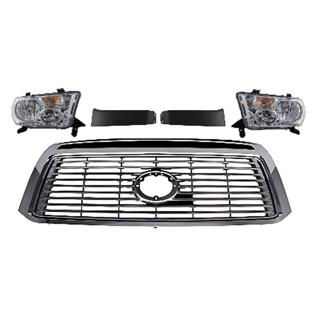 2010-2013 Toyota Tundra Front Grille Assembly Chrome & Headlights Assembly | OEM Fit