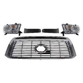 2010-2013 Toyota Tundra Front Grille Assembly Chrome & Headlights Assembly | OEM Fit
