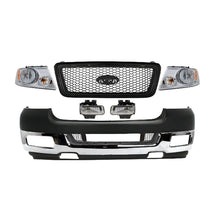Load image into Gallery viewer, Kit Replacement 2004–2005 Ford F-150 – 11-Piece Kit Front Bumper Chrome &amp; Headlights Assembly, OEM Fit, Includes Grille, Headlights, Fog Lights, Bumper Cover, Grilles, Trim, Face Bar &amp; Valance Kit