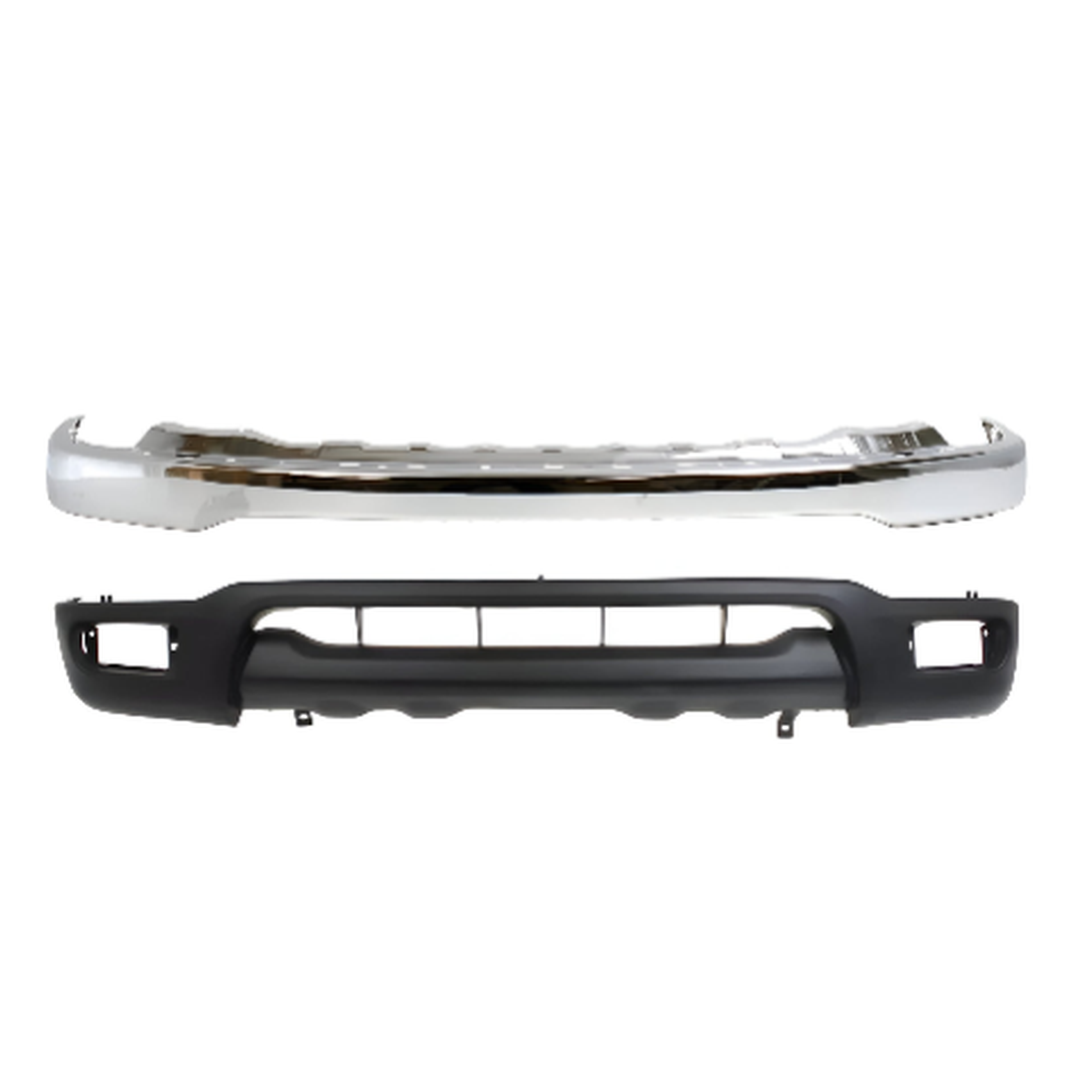 2001-2004 Toyota Tacoma 2 Piece Kit | Front Bumper Chrome Steel & Valance Textured Kit  | OEM Fit