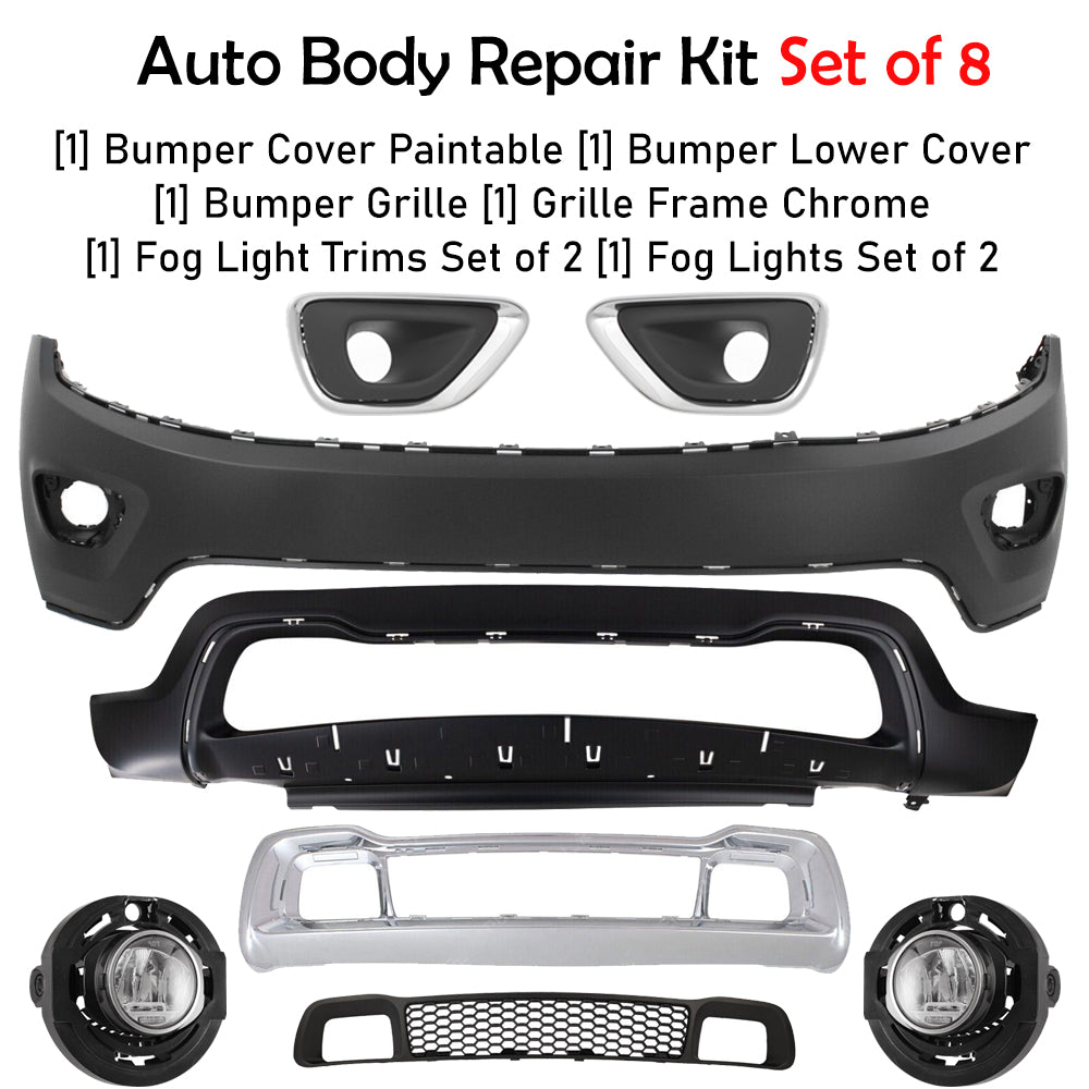 2014-2016 Jeep Grand Cherokee Front Bumper Cover & Grille Assembly Kit | OEM Fit