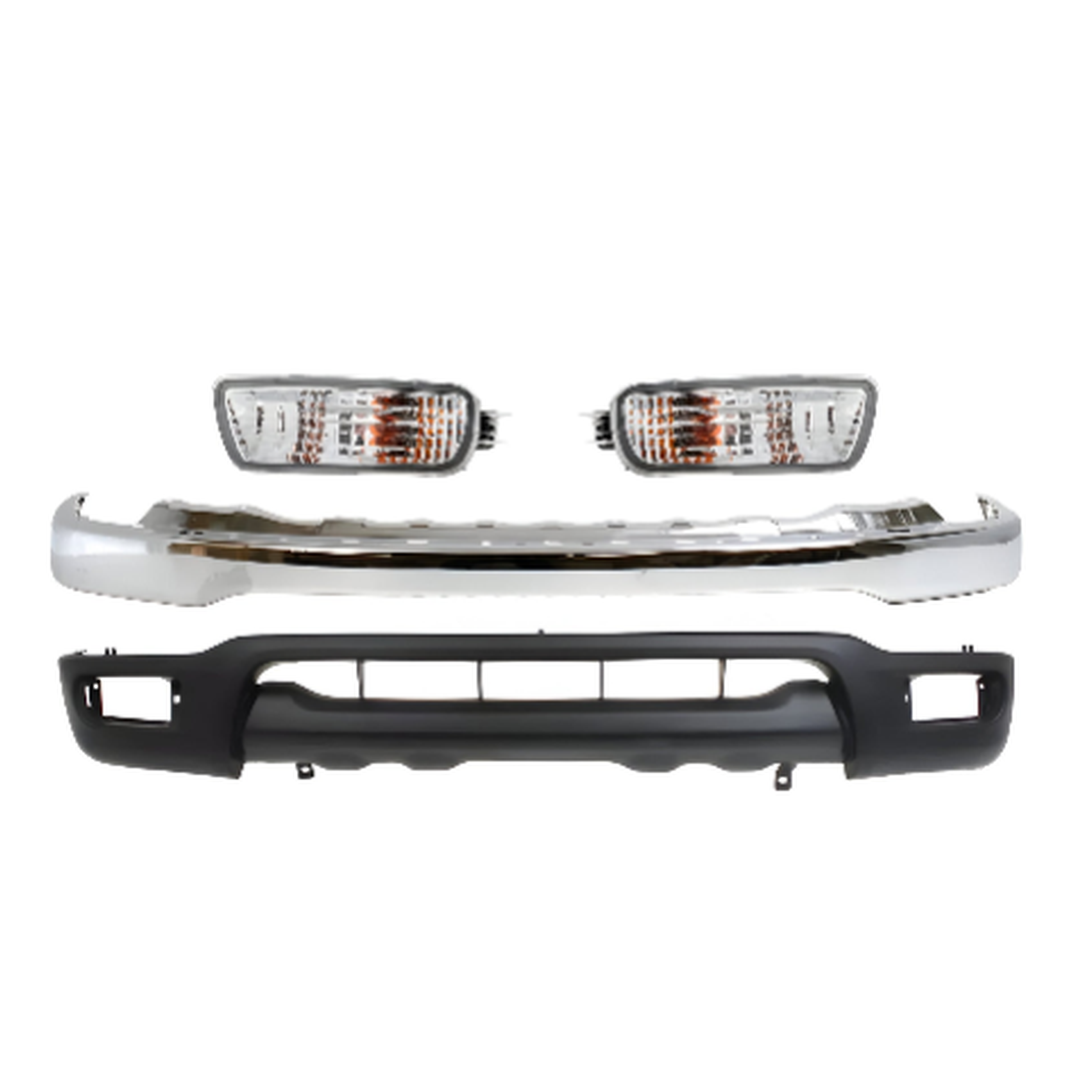 2001-2004 Toyota Tacoma Front Bumper Chrome Steel & Turn Signal Lights Kit  | OEM Fit